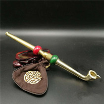Brass dry smoke bag old dry pipe Jade smoke stall brass cigarette holder cigarette rod size cigarette pot man smoking set