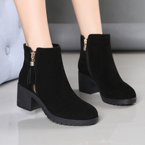 KINTE Belle Brick Short Boots Womens Shoes 2021 New Martin Boots Waterproof Platform Thick Leather Womens Boots