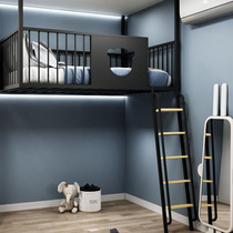 Childrens elevated bed small apartment duplex second floor bed apartment bedroom single upper floor space pavilion style iron hammock