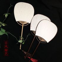 Ancient style long handle blank rice paper palace fan Fan Half-cooked calligraphy painting fan Zen Hanfu Wind Japanese group fan