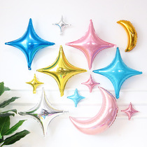 Four-pointed star aluminum film 10 inch 24 inch star balloon birthday party Kindergarten wedding wedding room decoration layout