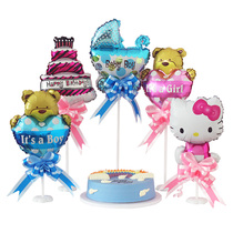 Birthday table cartoon aluminum film table floating column balloon birthday party arrangement props one year Hundred Days background decoration