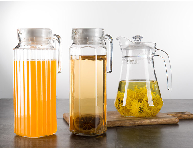 玻璃冷水壶耐热家用大容量凉水壶套装大号茶壶透明玻璃扎壶饮料壶_7折