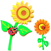 Kindergarten primary school blackboard newspaper classroom wall environment decoration foam sunflower sunflower ladybug wall sticker