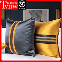 TVNW pillow European-style light luxury sofa living room high-end cushion pillowcase summer embroidery satin stripe bedside bedroom