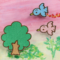 Japanese ZAKKA style beautiful landscape tree and bird embroidery cloth stickers clothes decoration stickers sweater accessories