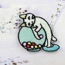 Japans original clothes embroidery machine made ZAKKA wind embroidery cloth patch clothing patch decorated with candy small cat