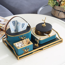 Light luxury American tissue box Living room remote control storage box Dining room decoration coffee table tray soft outfit matching set