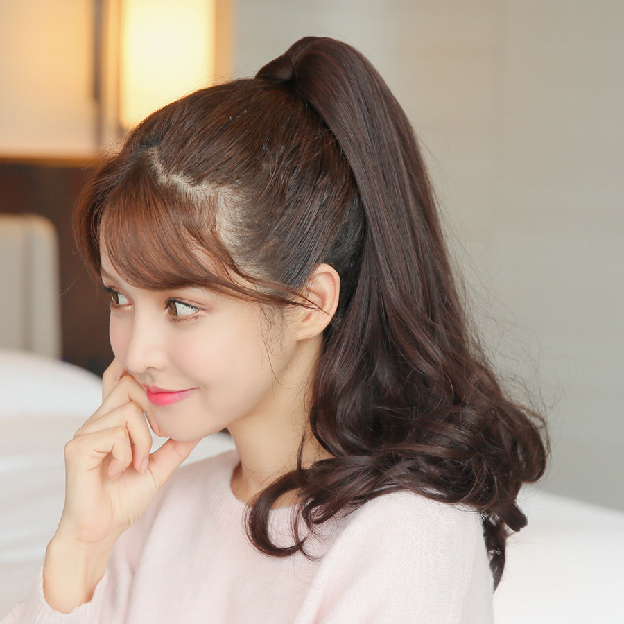 假发马尾韩国女生梨花中长款微卷发大卷抓夹辫子马尾大波浪发尾