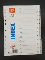 12 pages PP split paper index Paper 4 gray pvc Classification Card (numbers 1-12)