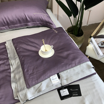 Pure color washable with 60 bifacial sky silk summer cool by four pieces of sleeve minimalist embroidery double summer quilt hollowed-out air conditioning