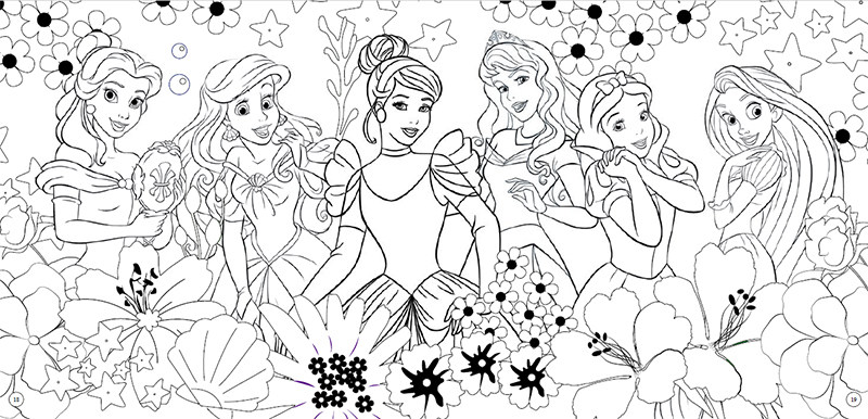 儿童画画本宝宝涂色书3 迪士尼公主秘密花园 6岁幼儿园涂鸦填色绘本