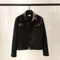 La Califfa Designer Dark Wind D2 Cashmere Flip-over fur Suede Leather Sheepskin Denim Jacket