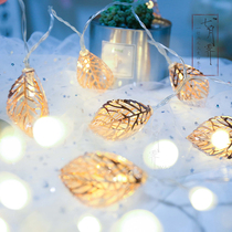 3D Hollowed-out Golden Foliage High End Led Lights Flashing Lights Strings of Supergirl Heart Room Bedroom Decorative Arrangement