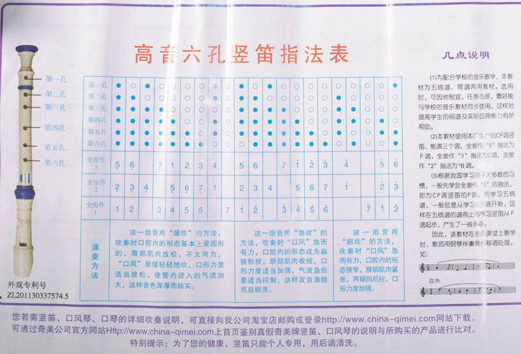 两只老虎竖笛指法表图片