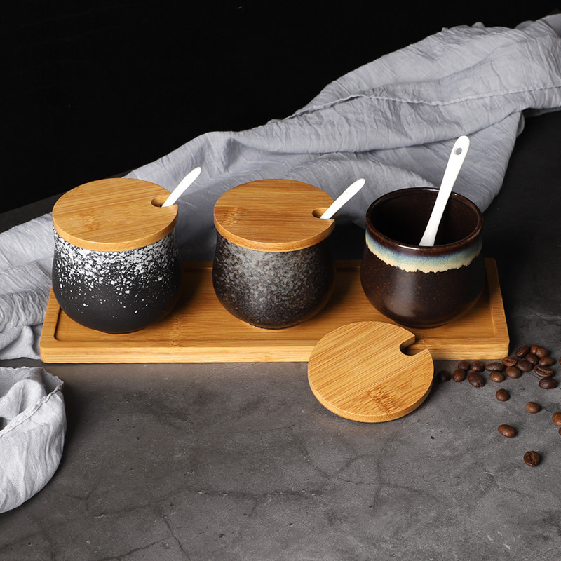 创意日式油盐罐调味罐佐料调料盒 陶瓷辣椒盅调味瓶单个家用厨房