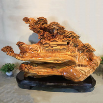Taihang cliffs root carvings aged materials decorative living room mahogany statues flowers and birds back fragrant wood carvings