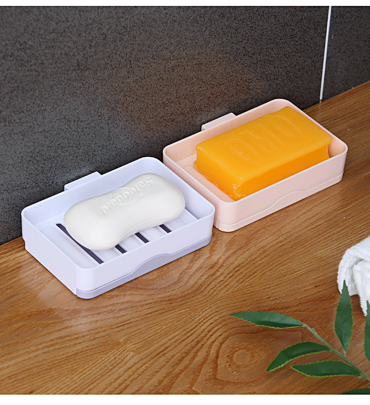 创意免钉壁挂式香皂肥皂盒双层大号洗衣皂盒沥水皂盒卫生间置物架