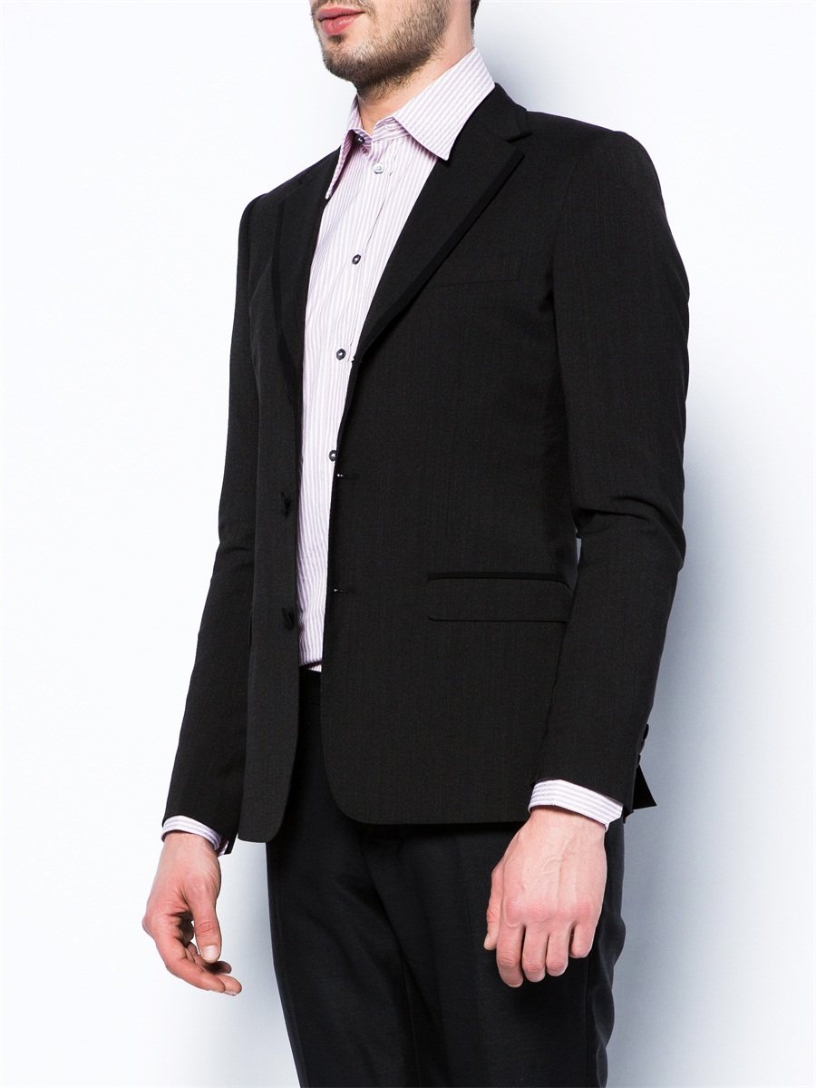 dolce&gabbana 黑灰色翻驳领三粒扣饰西装