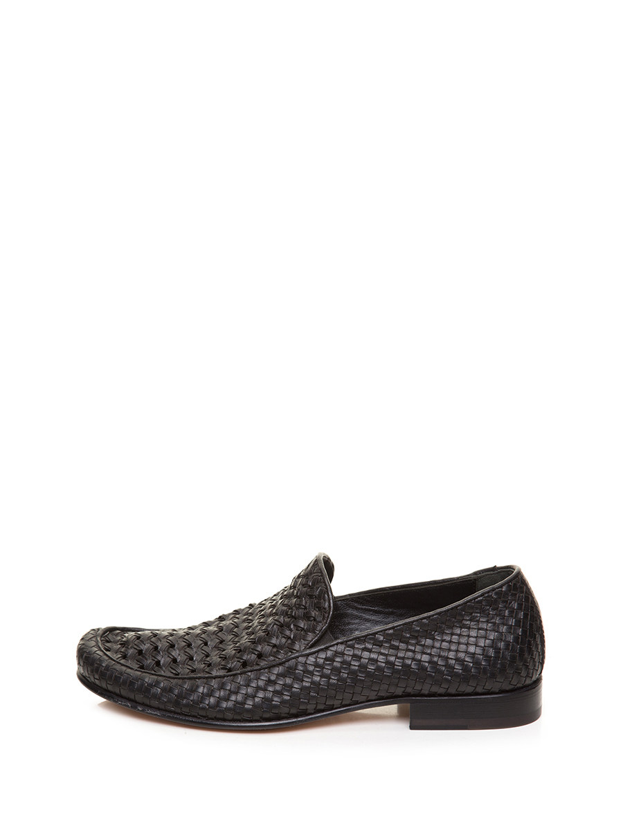roberto botticelli 深棕色编织设计驾驶鞋