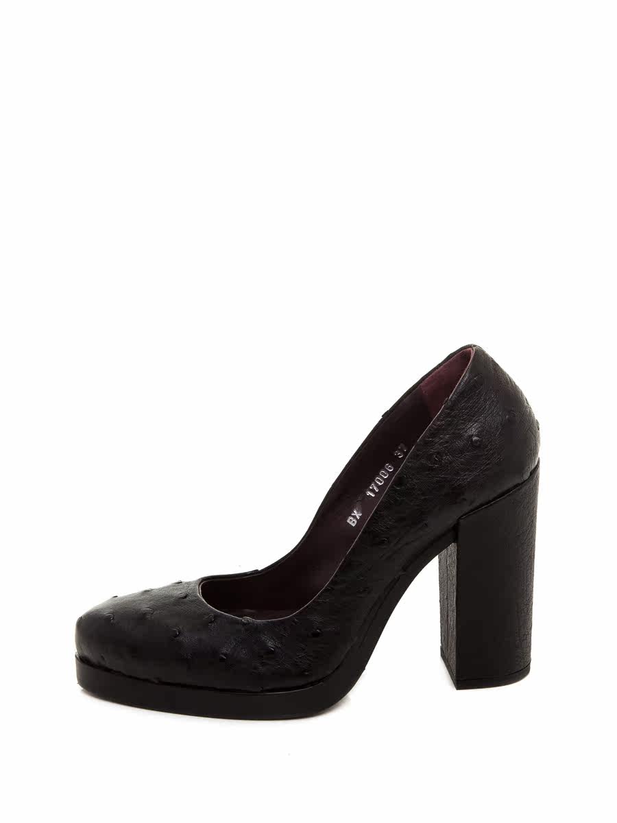 roberto botticelli 黑色鸵鸟纹粗高跟鞋