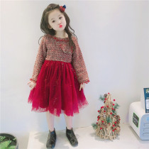 Girls winter plus suede dress coarder fluffy mesh yarn sequin princess dress 20 Baby gown New Years Christmas dress