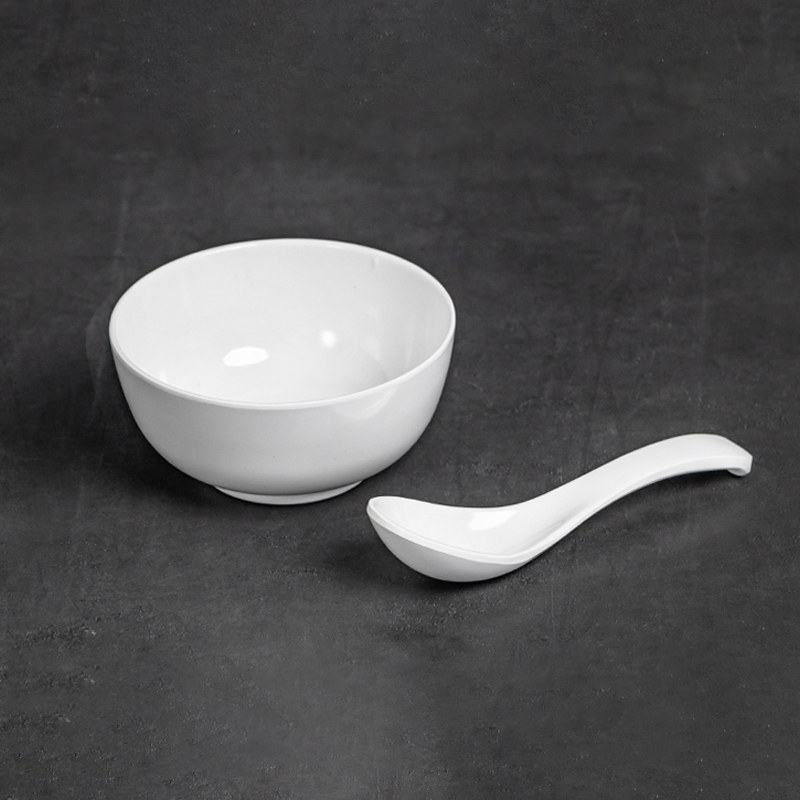 碗勺子加厚密胺仿瓷白碗