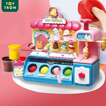 Korea Toytron Tailingmei childrens ice cream shop hamburger set girl play house color mud holiday gift