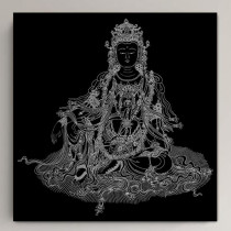 Shuiyue Guanyin Bodhisattva coloring tracing gold diy Buddhist line drawing drawing (Coloring World)