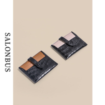 SALONBUS Classic Fashion Click Color Dockle Bitcard Pack Ultra-thin Wallet Leather Bull Leather Mini Wallet