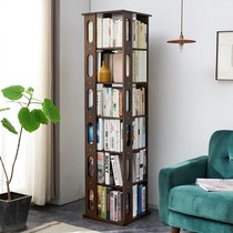 Rotating bookcase 360 degree bookcase storage desktop solid wood small bookshelf living room simple creative floor shelf
