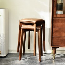 Stool home simple dressing makeup stool soft bag bench bench dining chair economical solid wood square stool living room low stool