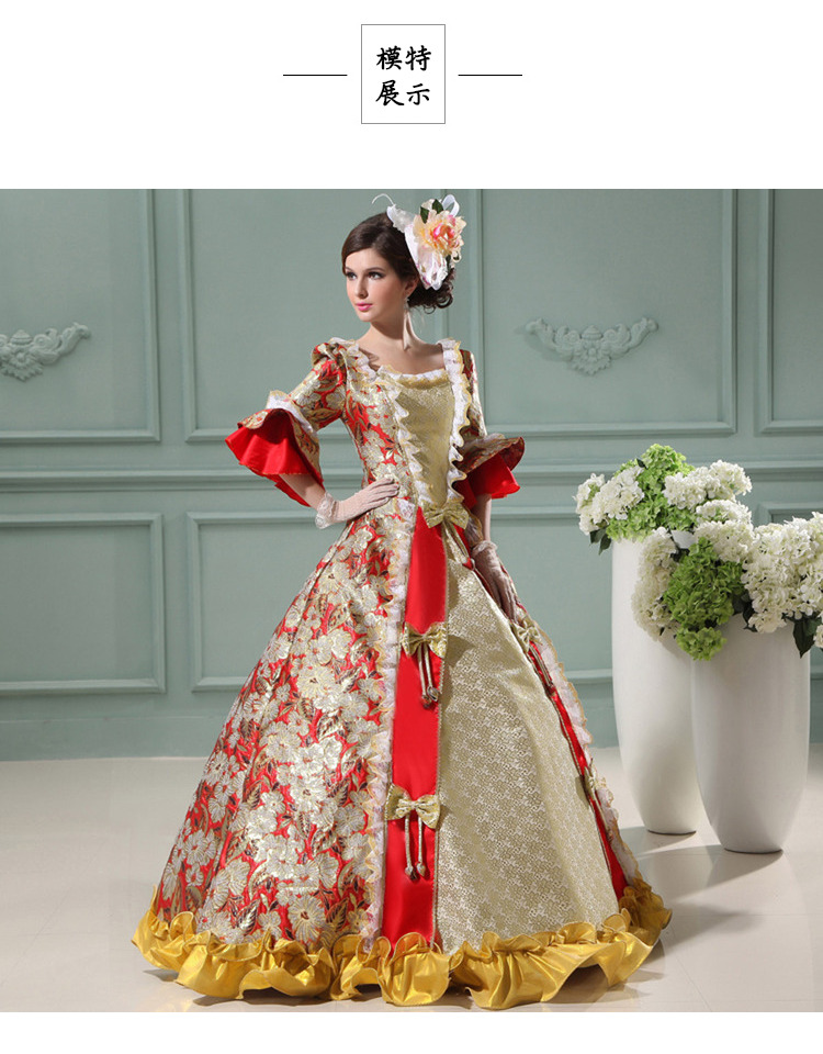 19年新款欧洲女士宫廷服欧式英皇宫廷服装舞台话剧演出服礼服复古