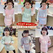 Childrens sleeveless coat baby eating anti-dressing baby bib kindergarten drawing clothes custom logo