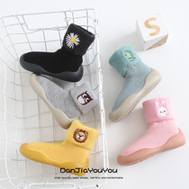ins Korean version of solid color letters male and female children Spring and Autumn children anti-off baby cotton socks shoes baby toddler shoes