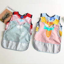 Baby summer meal bib kindergarten gown waterproof sleeveless vest custom children reverse wear apron thin
