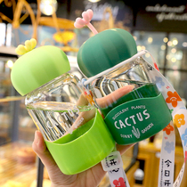 Creative glass ins Wind girl high-value water cup female Korean students fresh Mori cute heat-resistant cup