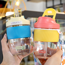 Portable Cup with straw ins high-value water Cup summer anti-hot plastic coffee cup for men and women students
