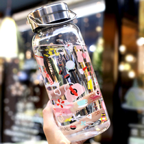 Personality trend large-capacity glass 1000ml thick oversized household water cup with filter screen home mens and womens water Cup