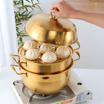 Stainless steel double steamer steamed bread steamer steamer household 2 layer Steamed Fish gas stove induction cooker steamed steamed steamed bun