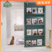 Solid wood barn door track door sliding door bathroom bedroom door Nordic custom bookshelf door kitchen door bookcase door