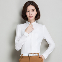 Womens small collar white shirt womens long sleeves Han Fan professional Korean slim white shirt autumn womens base