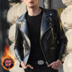 Motorcycle Leather Men's fashion slim Korean version handsome 2020 winter Lapel Plush thickening youth short leather jacket Motorcycle Leather Men's fashion slim Korean version handsome 2020 winter Lapel Plush thickening youth short leather jacket