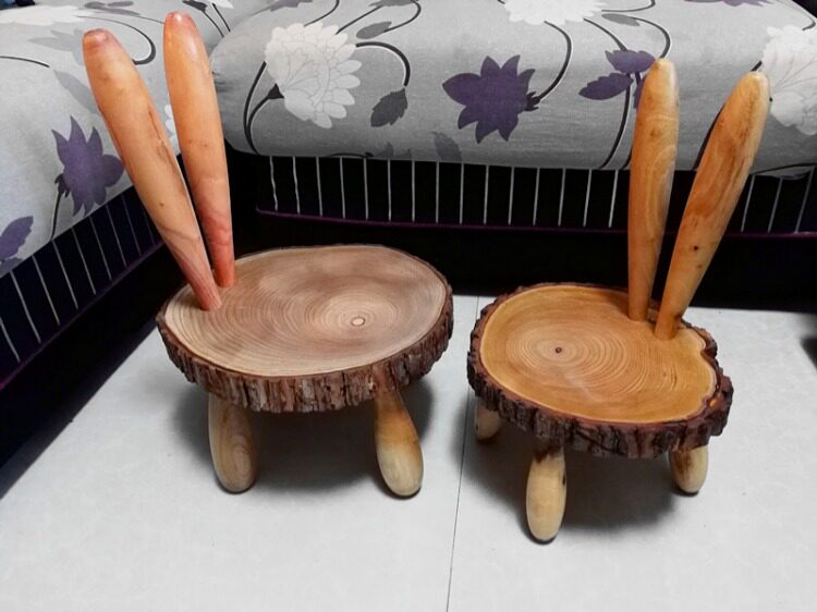 创意木头小板凳实木卡通兔子凳zakka田园风工艺品摆件拍摄道具