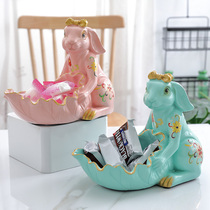 Nordic ins creative entryway shoe cabinet key storage box jewelry tray flamingo rabbit tea table sundry storage box