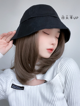 Hat Wig female integrated lock bone hair Fashion fisherman hat shading sunscreen Summer Korean version 100 hitch bucket hat