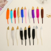 Manufacturers new knife golden head feather crafts toy decorations DIY handmade jewelry goose feather accessories