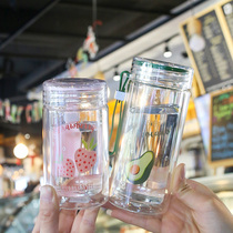 Fruit double-layer glass fresh Mori girl ins Wind Home cute creative personality trend heat insulation and anti-scalding