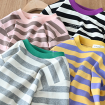 I like to take the Stars and shine hot stamping letter T-shirt soft cotton boys and girls loose long-sleeved shirts