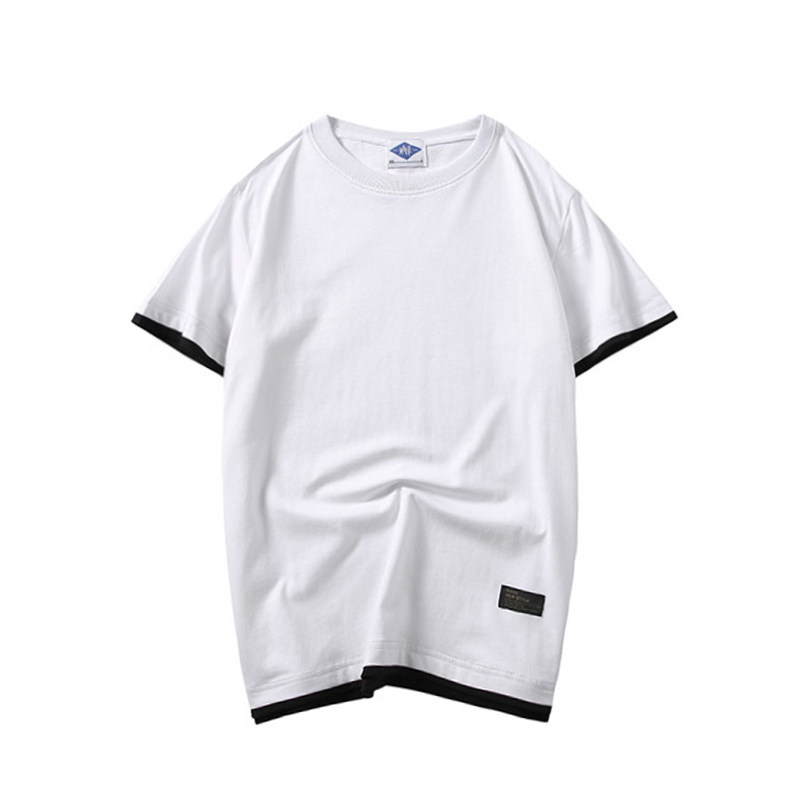 mane潮牌日系简约纯色ins超火的短袖男t恤休闲假两件t恤情侣韩版